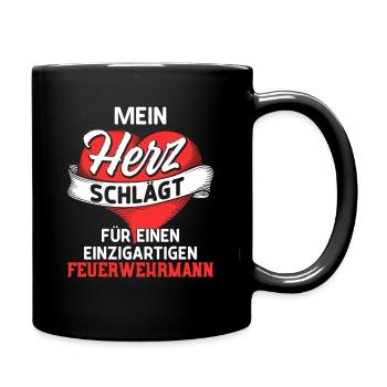 Battements de cœur pour un pompier - Mug uni - noir - Droite
