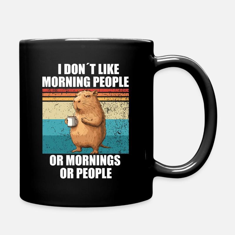 Capybara avec du café Je n’aime pas Morning People - Mug uni - noir