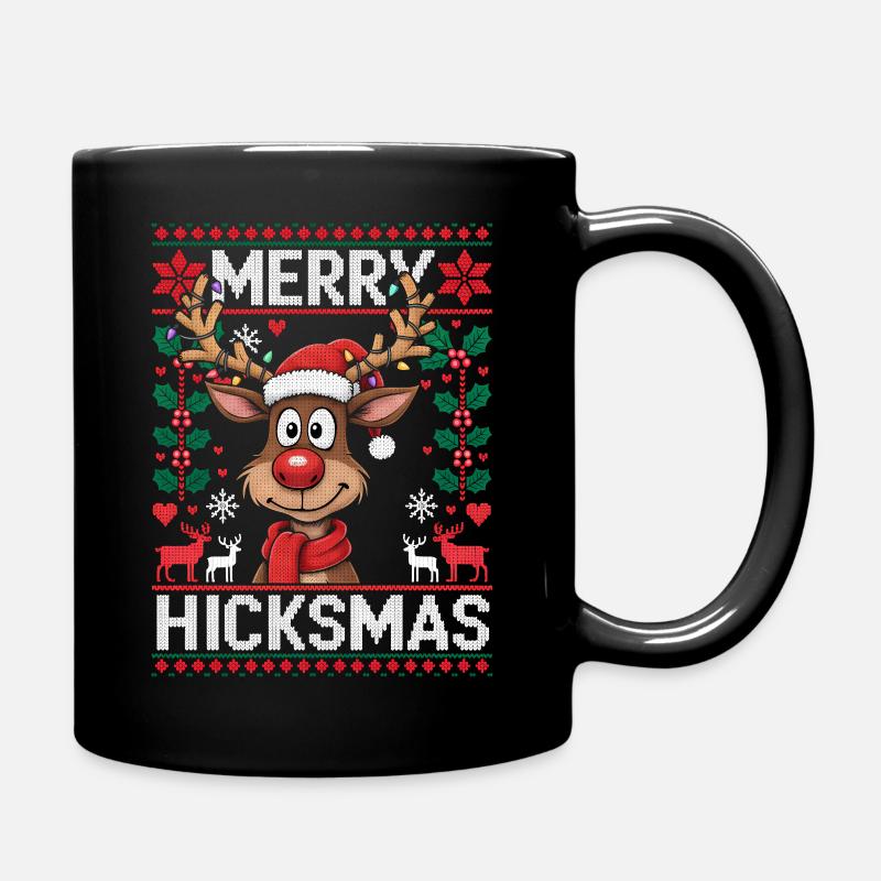 Rentier Rudolph Rote Nase - Weihnachtsgeschenk - Tasse einfarbig - Schwarz