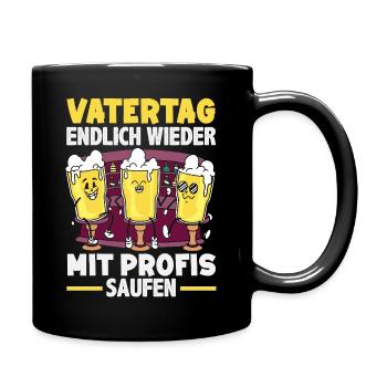 Lustiges Vatertag Geschenk Papa Bier - Tasse einfarbig - Schwarz - Rechts
