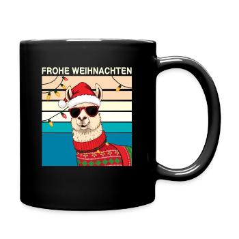 Lama de Noël : design drôle de lama de Noël - Mug uni - noir - Droite