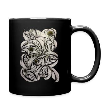 Ornement en spirale de feuilles - Mug uni - noir - Droite