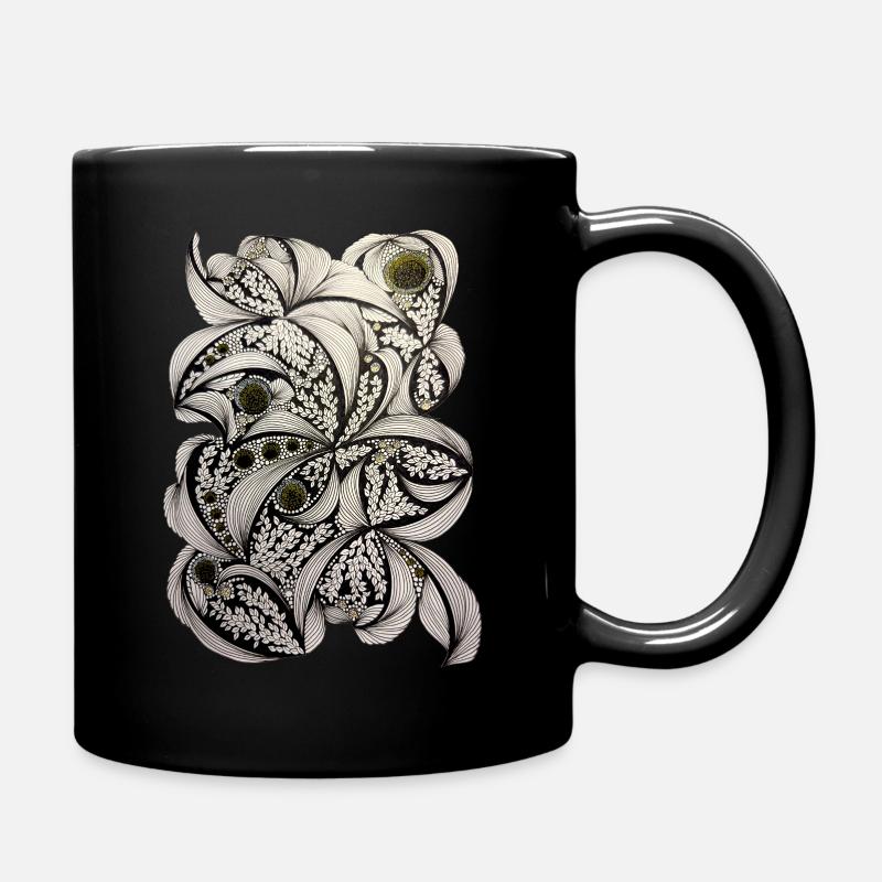 Leaf Swirl Ornament - Full Colour Mug - black