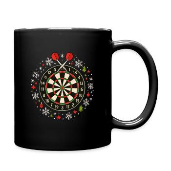 Darts Winter Design Schneemann & Christbaumkugel - Tasse einfarbig - Schwarz - Rechts