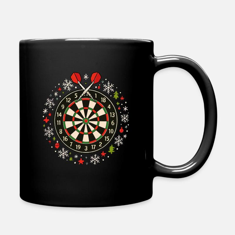 Darts Winter Design Schneemann & Christbaumkugel - Tasse einfarbig - Schwarz