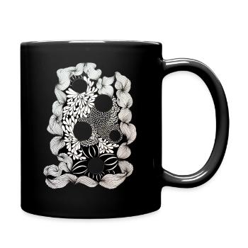 Motif d’anneaux de fleurs noires - Mug uni - noir - Droite