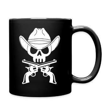 Cowboy Skull and Crossed Pistols (White) - Full Colour Mug - black - Right