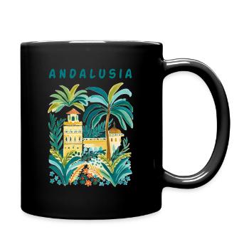 Andalusian Palm Villa Watercolor - Full Colour Mug - black - Right