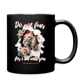 Lion Bible Verse - Full Colour Mug - black - Right