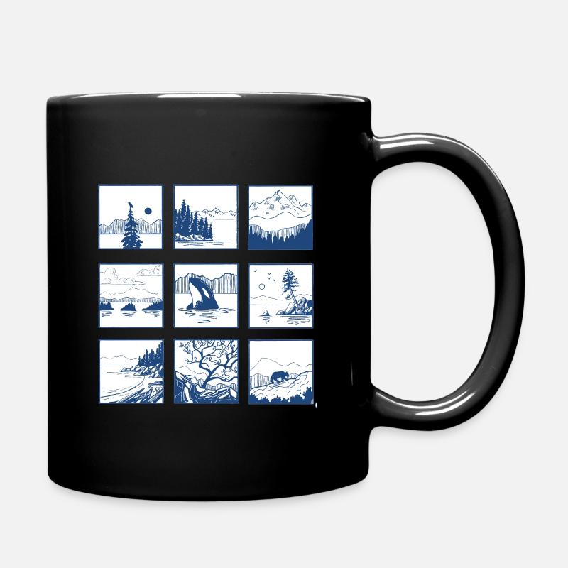 Art au trait du Quatuor Paysage Bleu - Mug uni - noir