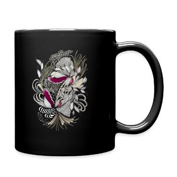 Vrilles de fleurs magenta noires - Mug uni - noir - Droite