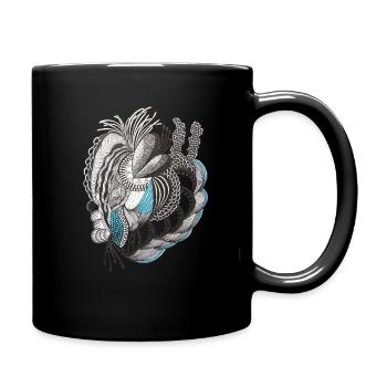Organic Line Art Blue Accent - Full Colour Mug - black - Right