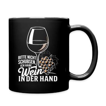 Please don't push I've got wine in my hand - Full Colour Mug - black - Right