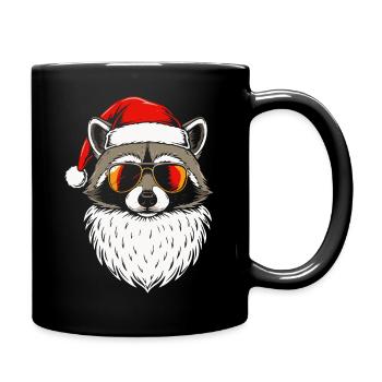 Cool Santa Racoon Weihnachtsdesign Xmas racoon - Tasse einfarbig - Schwarz - Rechts
