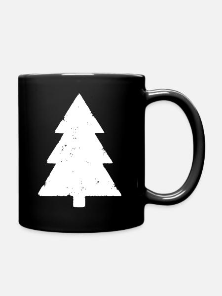 Tannenbaum Wald Grunge Vintage Vektor - Tasse einfarbig - Schwarz