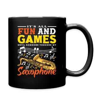 Fun and Games Saxophone Saxophonist Sax - Full Colour Mug - black - Right