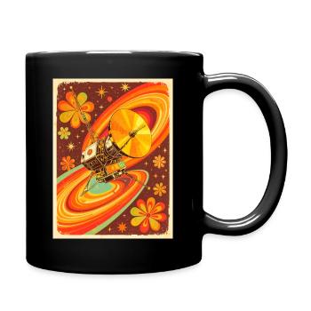 Sonde spatiale psychédélique dans un univers rétro - Mug uni - noir - Droite