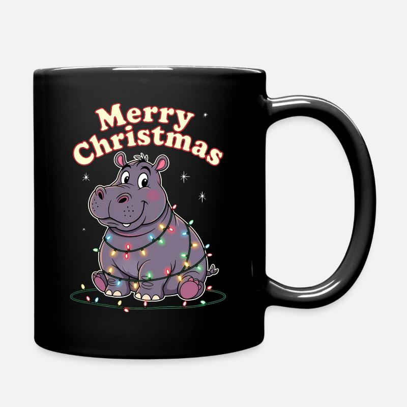 Hippopotames du Zoo de Noël d’Afrique Joyeux Noël - Mug uni - noir