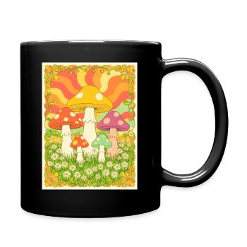 Psychedelic Mushrooms in Groovy Colors 70s - Full Colour Mug - black - Right