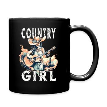 Country Music Girl Guitar Western USA Vintage - Full Colour Mug - black - Right