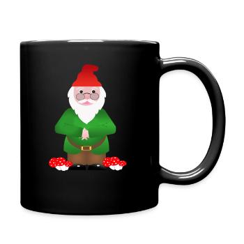 Traditional Garden Gnome and Red Mushrooms - Full Colour Mug - black - Right