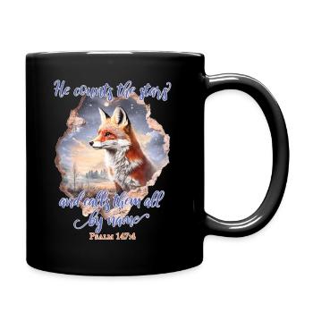 Fuchs Bibelvers Christlich - Tasse einfarbig - Schwarz - Rechts