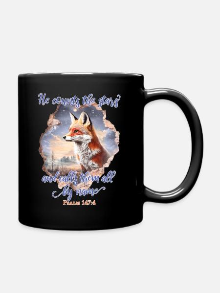 Fuchs Bibelvers Christlich - Tasse einfarbig - Schwarz