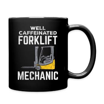 Well Caffeinated Forklift Mechanic Design - Full Colour Mug - black - Right