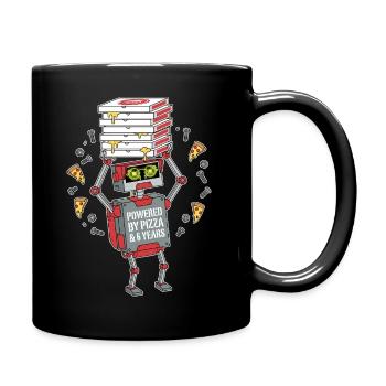 Propulsé par un robot du 6e anniversaire de Pizza - Mug uni - noir - Droite