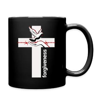 Vergebung Taubenkreuz Umarmung - Tasse einfarbig - Schwarz - Rechts