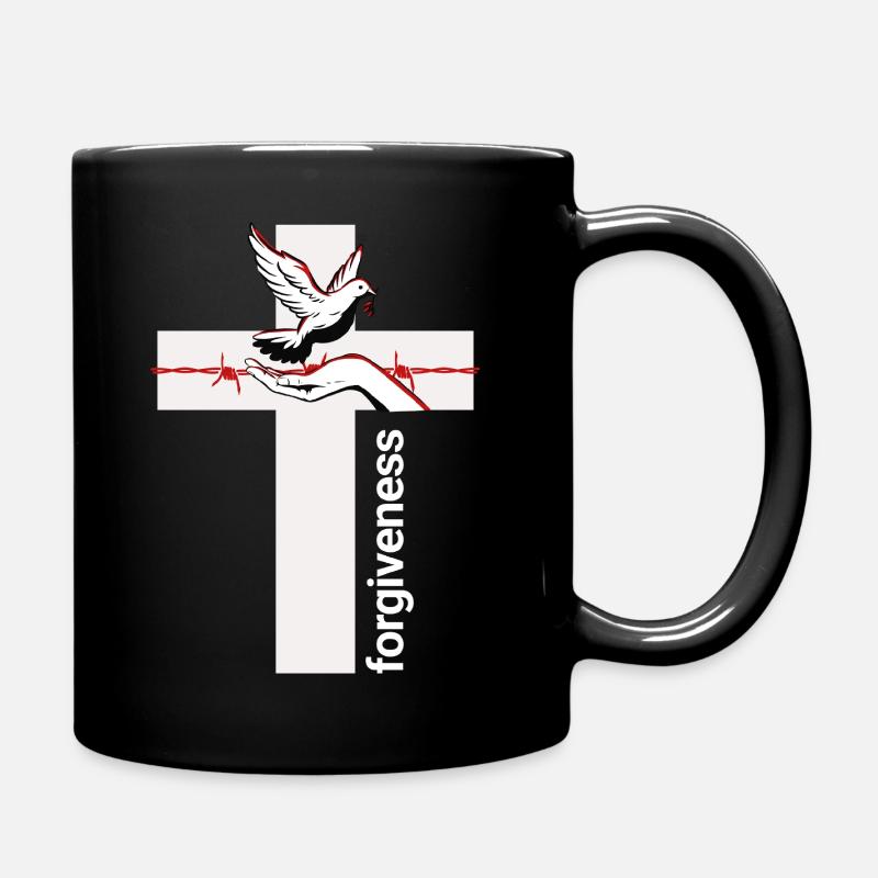 Forgiveness Dove Cross Embrace - Full Colour Mug - black
