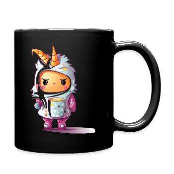 Pastell Unicorn Hoodie - Tasse einfarbig - Schwarz - Rechts