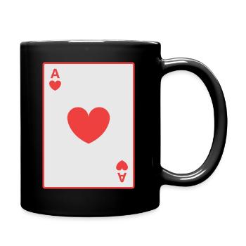 Rote Herz-Ass-Karte - Tasse einfarbig - Schwarz - Rechts