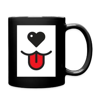 Hundegesicht mit Herz - Tasse einfarbig - Schwarz - Rechts