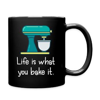 Das Leben ist, was du backst. - Tasse einfarbig - Schwarz - Rechts