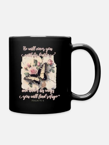 Bibelvers Schmetterling Christlich - Tasse einfarbig - Schwarz
