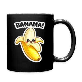Impression de banane dessinée Kawaii - Mug uni - noir - Droite