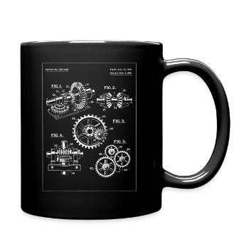 Vintage Gearwork Bauplan - Tasse einfarbig - Schwarz - Rechts