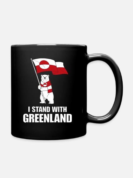 Greenland Support: Bear and Flag - Full Colour Mug - black