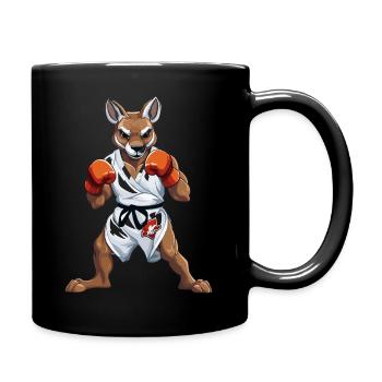 Känguru Karate Kämpfer - Tasse einfarbig - Schwarz - Rechts