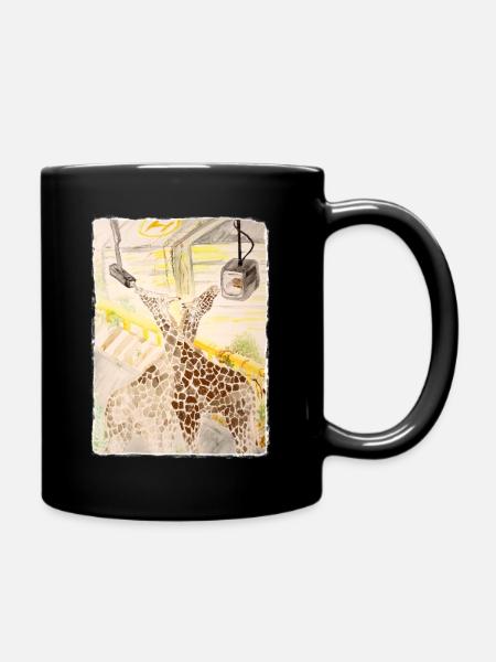 Giraffe Amid Neon Transit - Full Colour Mug - black