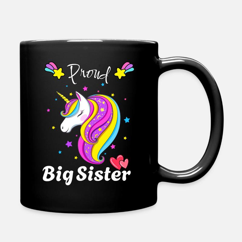 Magische große Schwester Einhorn-Kunst der Sternennacht - Tasse einfarbig - Schwarz