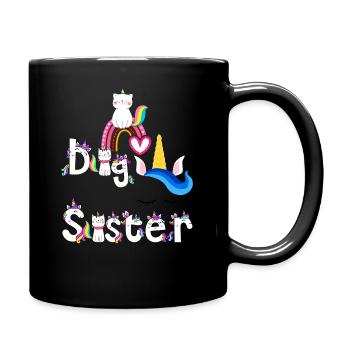 Stolze große Schwester Teddybären Aquarellkunst - Tasse einfarbig - Schwarz - Rechts