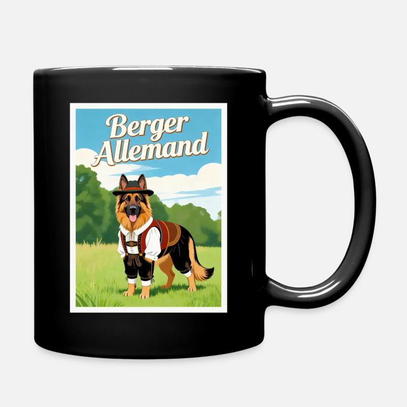 German Shepherd in Bavarian costume - Full Colour Mug - black