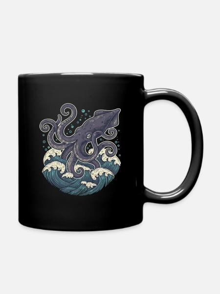 Riesenkalmar-Kraken aus der Tiefe - Tasse einfarbig - Schwarz