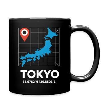 Tokyo Japan Coordinates Reise Motiv - Tasse einfarbig - Schwarz - Rechts