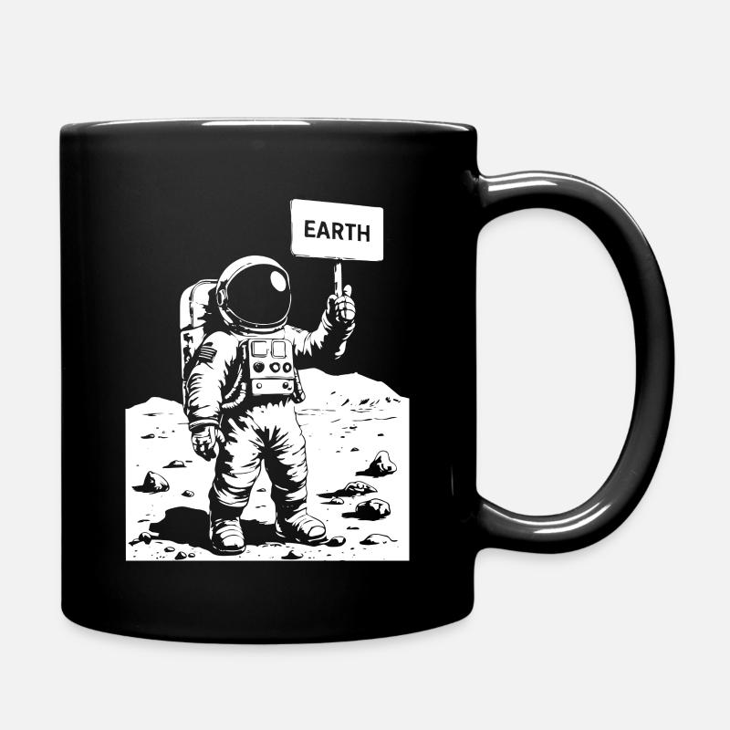 Astronaut on the moon holding a sign - Full Colour Mug - black