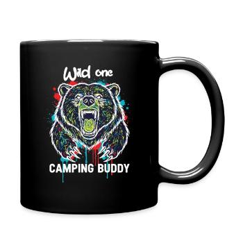 Wilder Campingkumpel Grizzlybär - Tasse einfarbig - Schwarz - Rechts