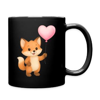Heart Balloon Fox - Full Colour Mug - black - Right