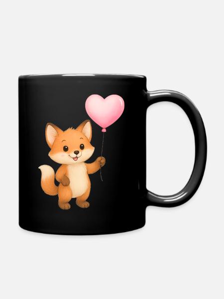 Herzballon Fuchs - Tasse einfarbig - Schwarz